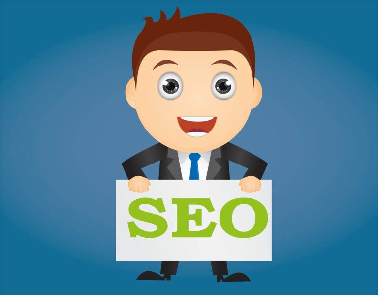 person is standing with a SEO Board