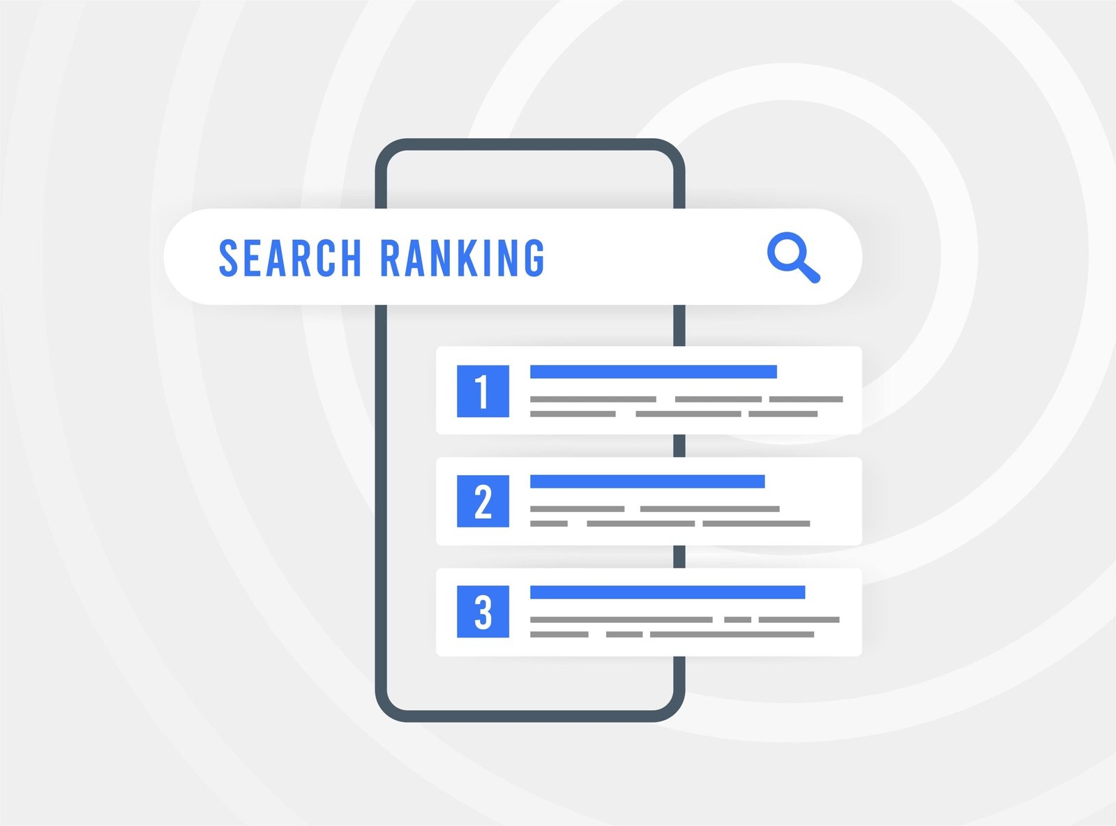 search ranking is written in search bar and 1, 2 and 3 ranking is showing in the picture