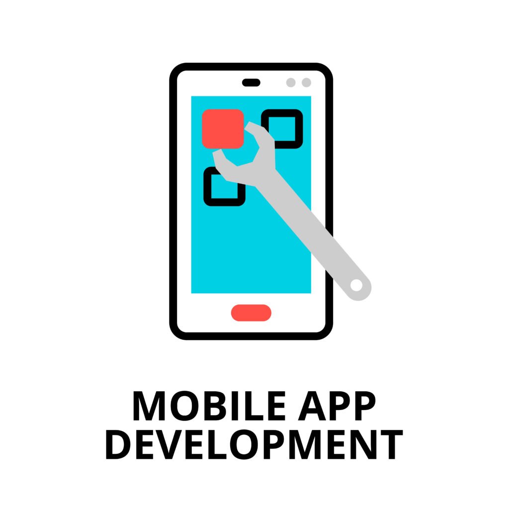 Mobile image with text written mobile app development